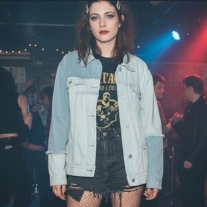 Bagatelle L 90s Indie Sleeze Hippie Grunge Punk Patchwork Denim Trucker Jacket